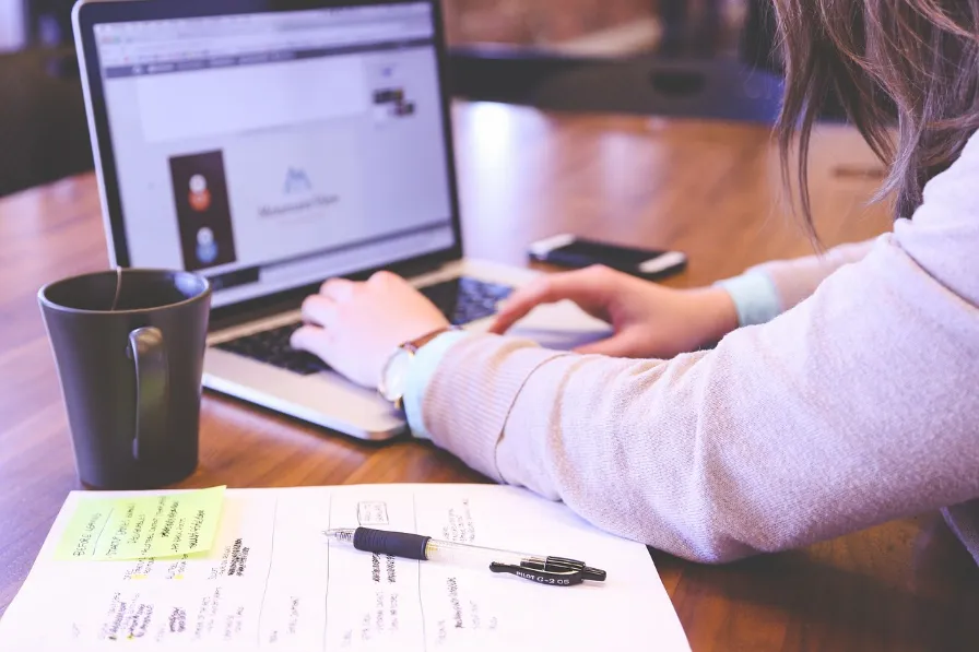 An attorney working at her computer.