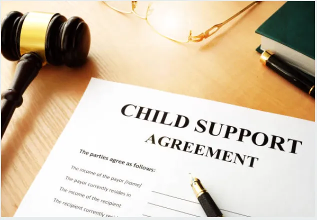 Paperwork that says child support agreement.