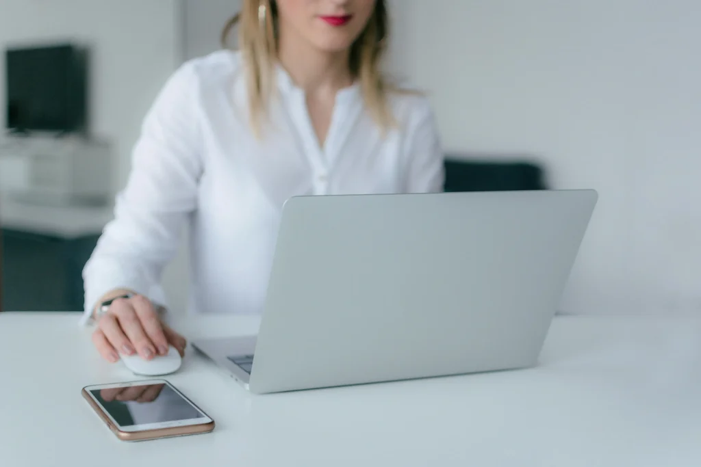 An attorney working on her laptop.