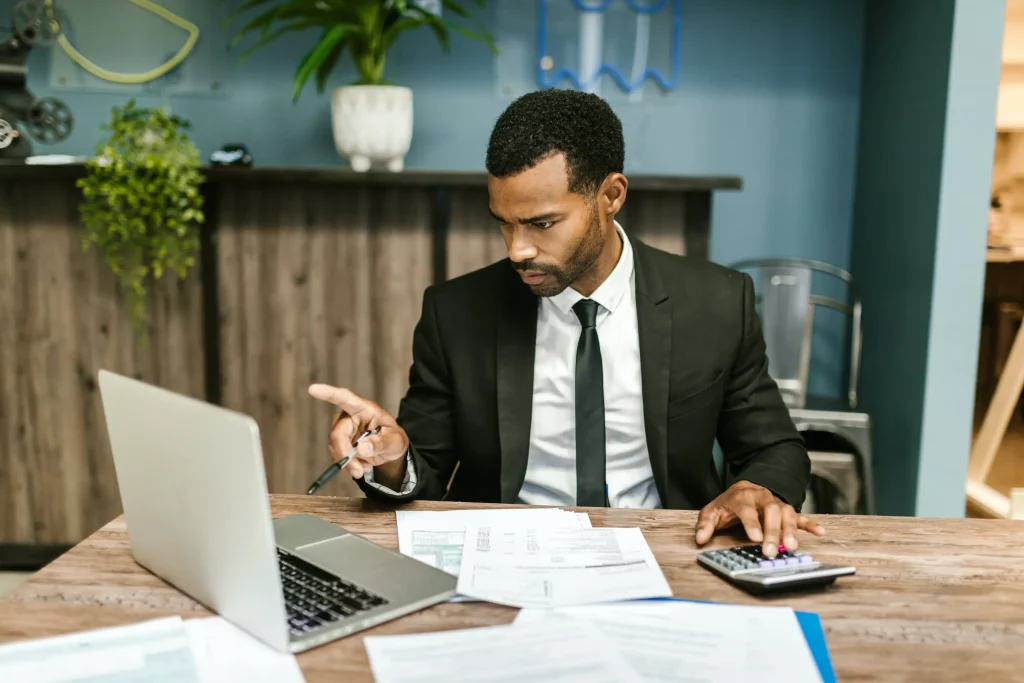 An attorney working at his computer.