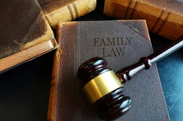 Family law book and gavel.